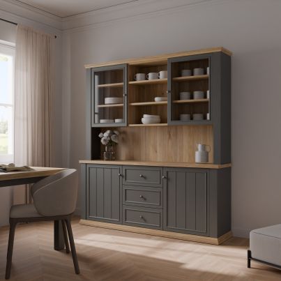 High buffet THIRTEEN 183.8 cm, Mauvella oak/Uni grey