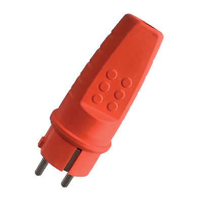 Rubber schuko plug 16A red