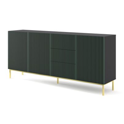 RAVENNA Cabinet 200 3D3S dark green, gold frame