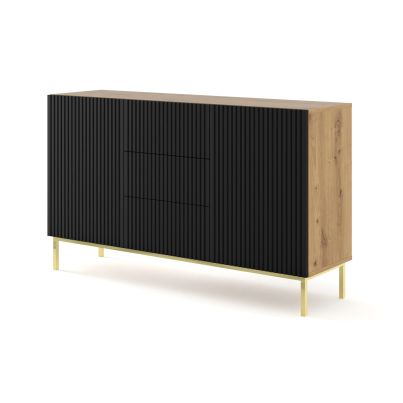 RAVENNA Cabinet 150 2D3S foil MDF oak/black, gold frame