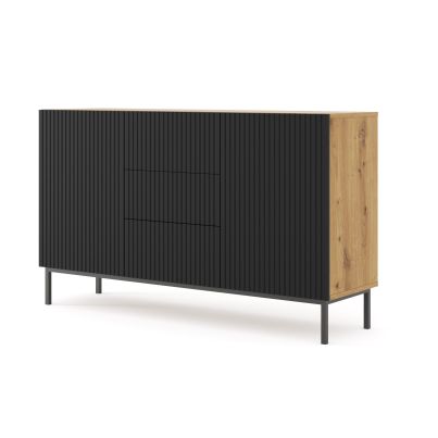 RAVENNA Cabinet 150 2D3S foil MDF oak/black, black frame