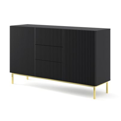 RAVENNA Cabinet 150 2D3S foil MDF black, gold frame