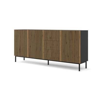 RAVENNA Cabinet 200 3D3S artisan oak, black frame