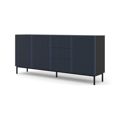 RAVENNA Cabinet 200 3D3S dark blue, black frame