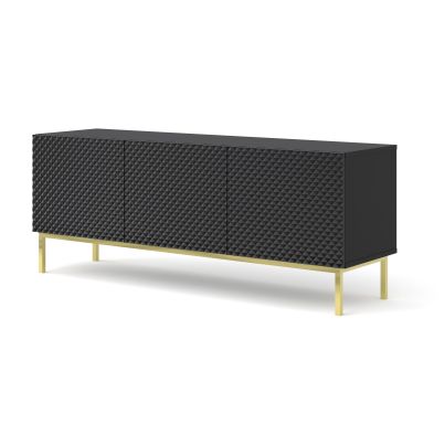 TV Stand Ravenna C 150 3D diamond MDF, high gloss, black/gold