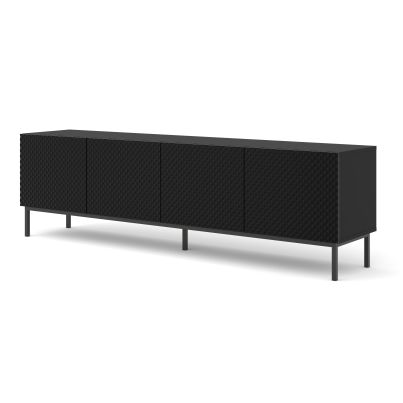 TV Stand Ravenna C 200 4D diamond MDF, high gloss, black