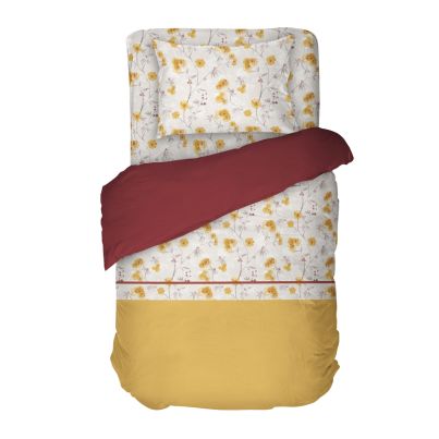Single bed linen set DILIOS Sunny, 3 pcs, white/yellow