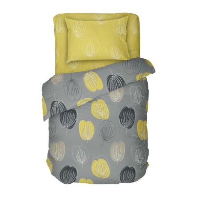 Single bed linen set DILIOS Grace, 3 pcs, grey, yellow