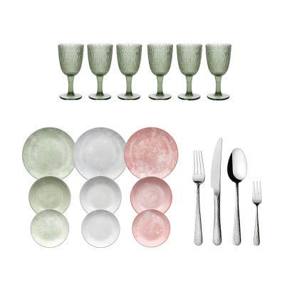 Serving set with glasses DAVOR, Table set MADISON PETRA and Herdmar Cutlery set MONTANA