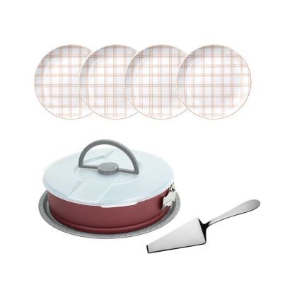 Serving Set with 4 Dessert plates Springform cake pan TOGNANA 26 cm and Cake server buffet
