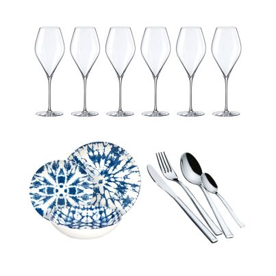 Serving Set with Wine glasses SWAN Table set MADISON MIRAGE 18 pcs and Cutlery box set SYMBOL 24 pcs