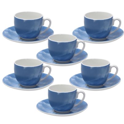 TOGNANA SFERA Set 6 Coffee Cups & Saucers Colorplay Blu, 120 ml