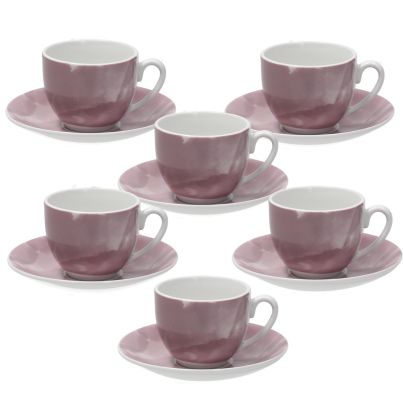 TOGNANA SFERA Set 6 Coffee Cups & Saucers Colorplay Rosa, 120 ml