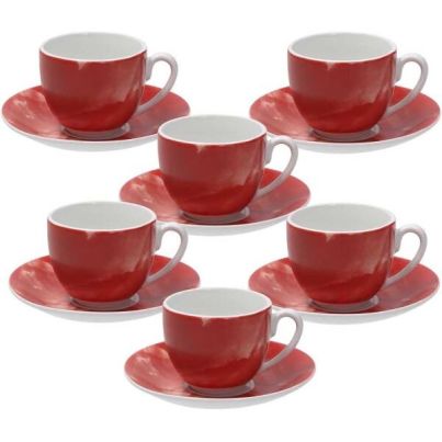 TOGNANA SFERA Set 6 Coffee Cups & Saucers Colorplay Rosso, 120 ml