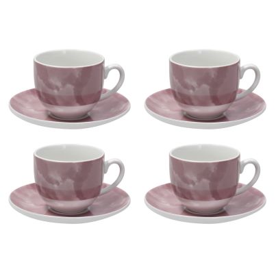 TOGNANA SFERA Set 4 Tea Cups & Saucers Colorplay Rosa
