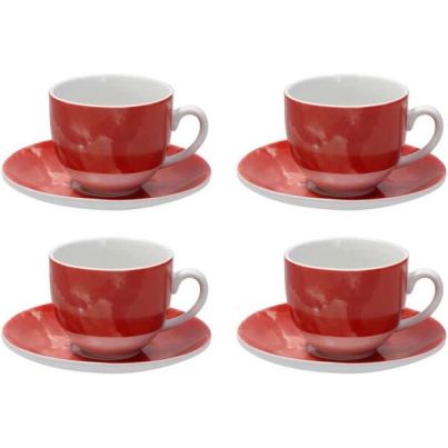 TOGNANA SFERA Set 4 Tea Cups & Saucers Colorplay Rosso