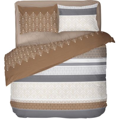 Double bed linen set DILIOS Lara, 4 pcs, beige/grey/brown