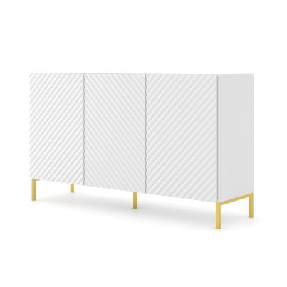 Chest of drawers SURF 3D 150 cm, white matt, gold legs