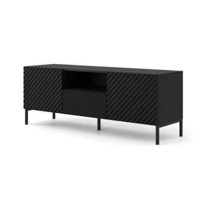 TV stand SURF 2D1S 150 cm, black matt, black legs
