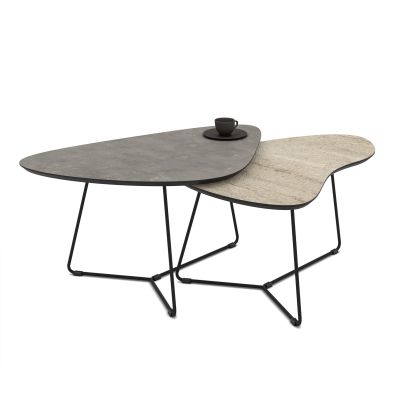 Nesting coffee tables 2pcs. Tussey 125x80x75 Retro Stone/Traventen