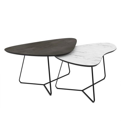 Nesting coffee tables 2pcs. Tussey 125cm Irony Super Matt/Marmo Super Matt/dark grey/marble