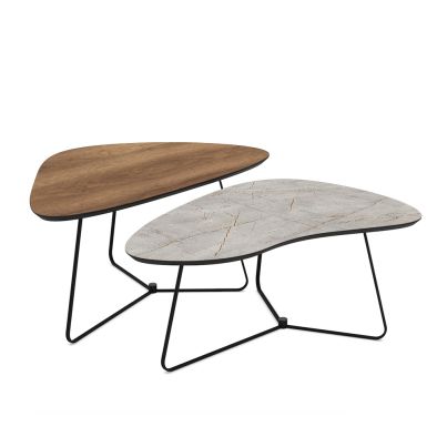 Nesting coffee tables 2pcs. Tussey 125cm Lagina Super Matt-Hazar/Hazar Super Matt/white/brown