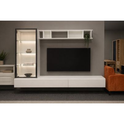 TV Unit and Storage Space, PRATICO SANTA LUCIA PTG01, 229.7x48.8x145.6 cm, Matwood White