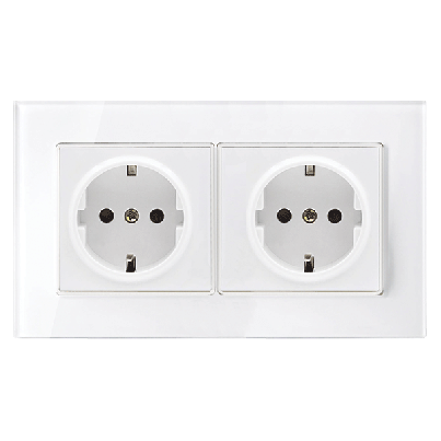 EU type double glass socket 16A white