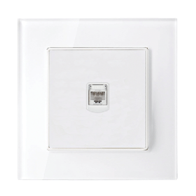 Single LAN glass socket cat5 white