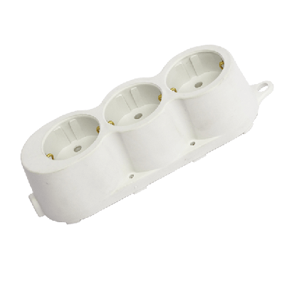 Rubber multisocket triple 16A white