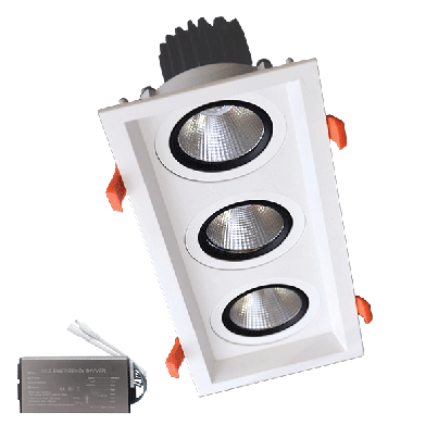 Triple LED spot light 3X15W 230V 3000K WH+emergency kit