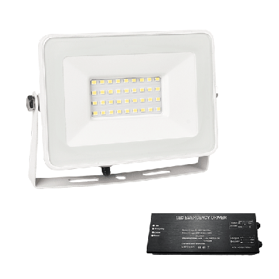 VEGA slim SMD 30W LED floodlight 4000K white+ emergency kit