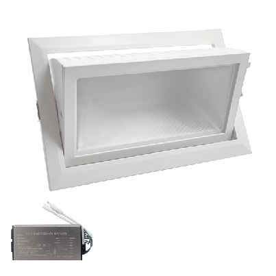 Recessed down light EL-6705 40W 3000K, white+emergency kit