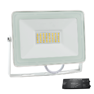 VEGA50 slim SMD 50W LED floodlight 3000K white+emergency kit