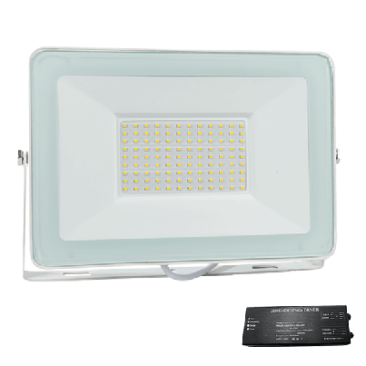 VEGA100 slim SMD 100W LED floodlight 3000K WH+emergency kit