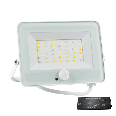 VEGA30 slim 30W LED floodlight + Sen 3000K WH+emergency kit