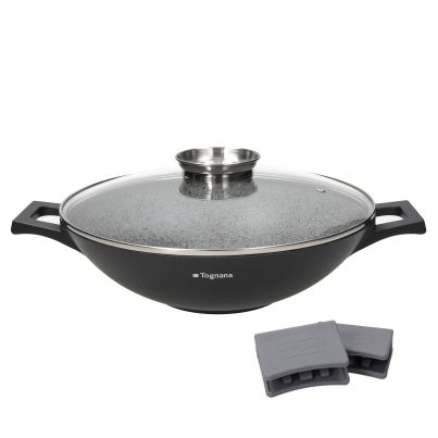 Wok Pan with Lid TONGANA Ambiziosa, Two Handles Plus Potholders, 32cm