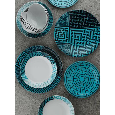 Dinner set Zeugma 24 pcs. white/blue